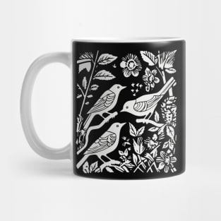 Lino Cut Birds Mug